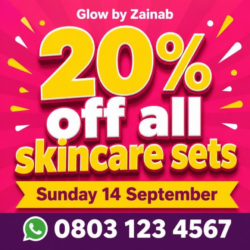 Sale or promo example: Glow by Zainab